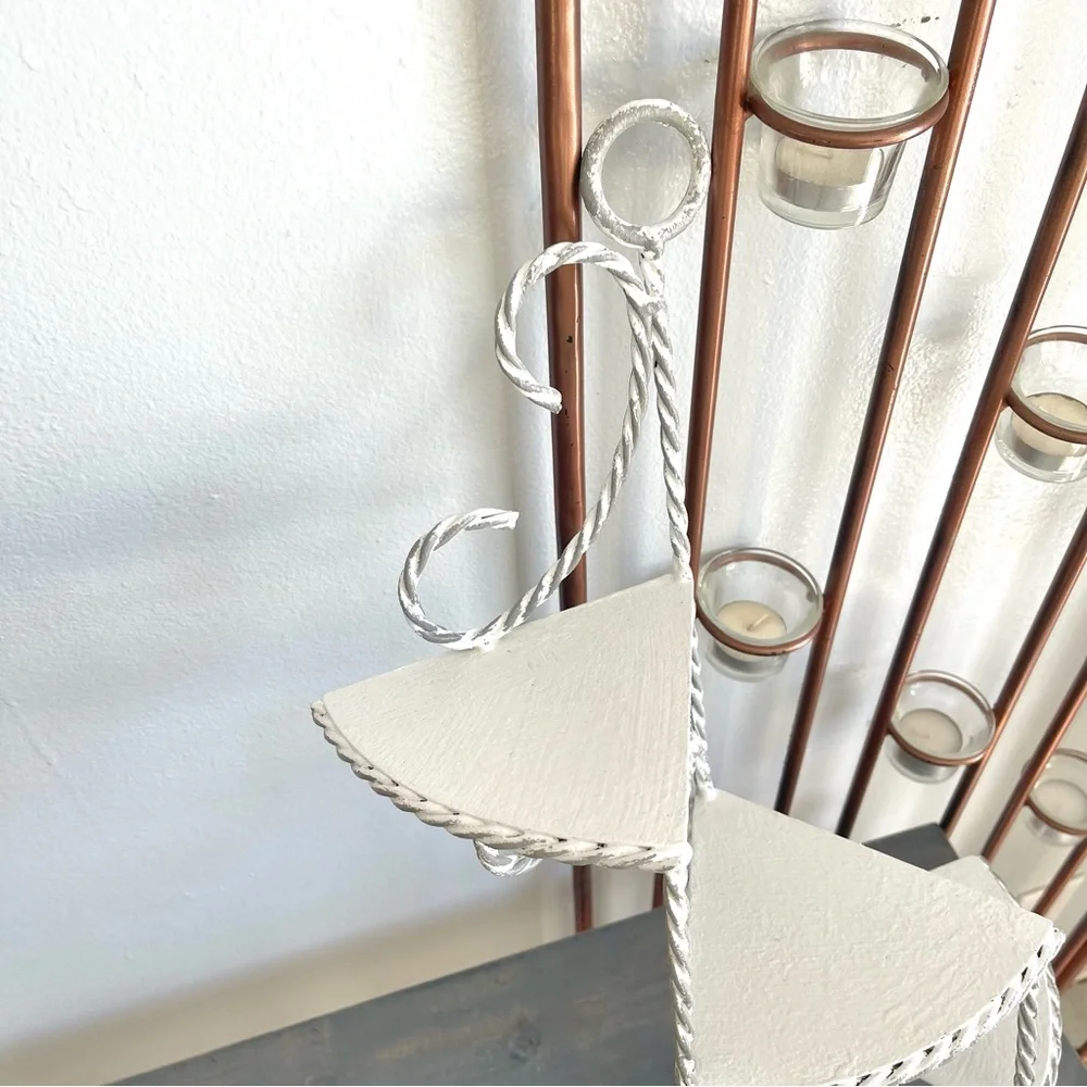 Eclectic Revival Distressed Hand Painted Upcycled Vintage Hanging Corner Shelf